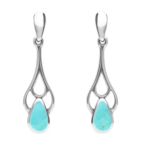 Sterling Silver Turquoise Pear Spoon Earrings sold by Jura Watches