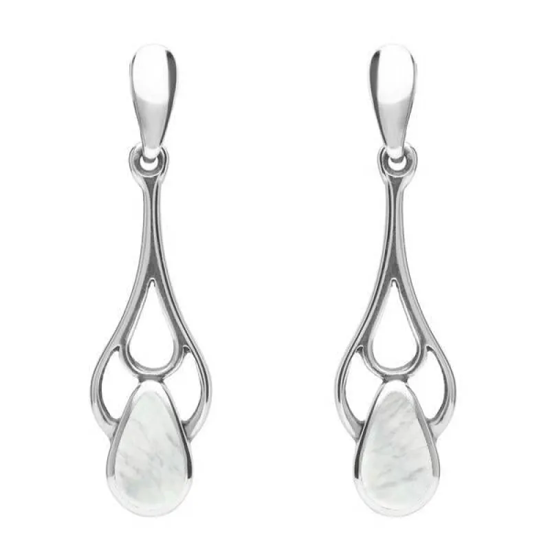Sterling Silver Mother of Pearl Pear Spoon Earrings sold by Jura Watches