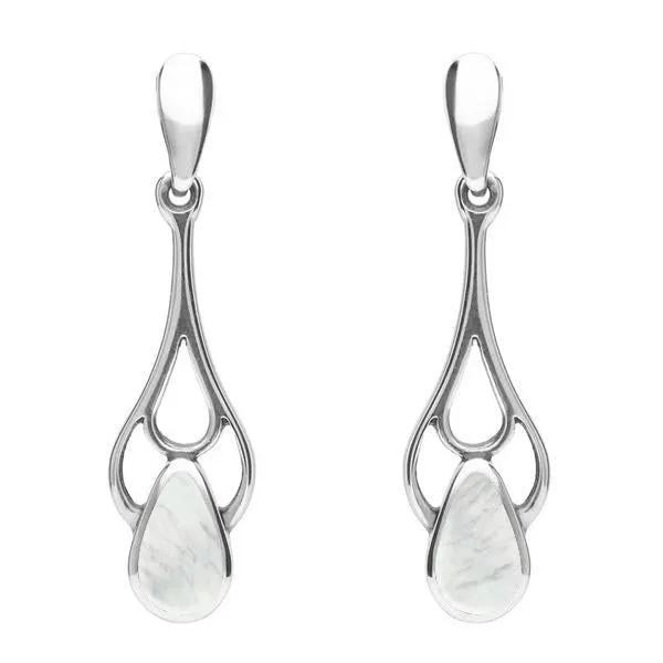 Sterling Silver Mother of Pearl Pear Spoon Earrings sold by Jura Watches