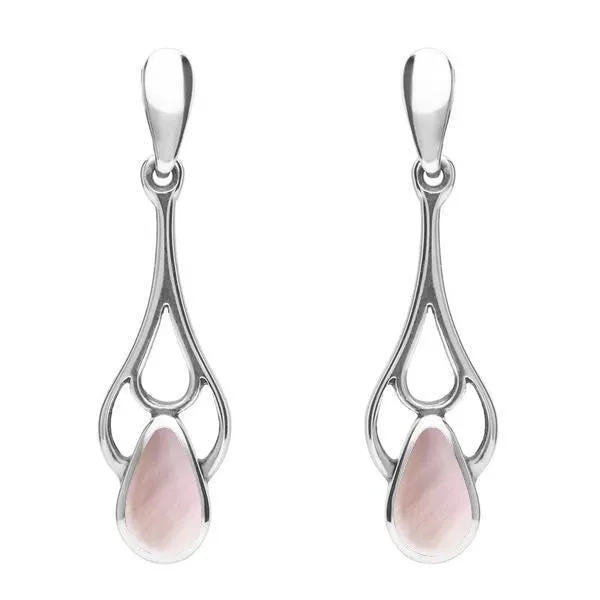 Sterling Silver Pink Mother of Pearl Pear Spoon Earrings sold by Jura Watches