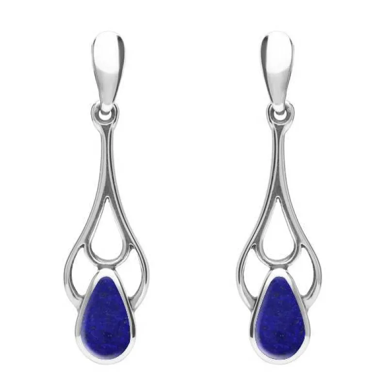 Sterling Silver Lapis Lazuli Pear Spoon Earrings sold by Jura Watches
