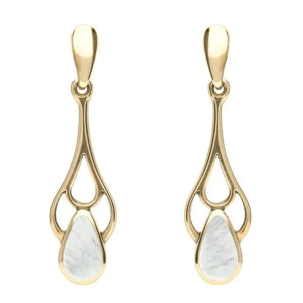 9ct Yellow Gold Mother of Pearl Pear Spoon Earrings sold by Jura Watches