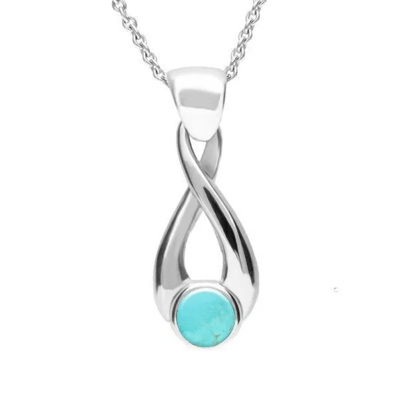 Sterling Silver Turquoise Eternity Loop Necklace sold by Jura Watches