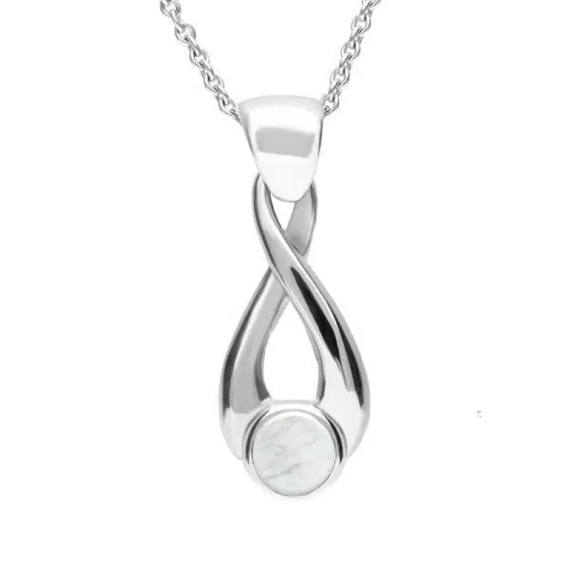 Sterling Silver Mother of Pearl Eternity Loop Necklace sold by Jura Watches
