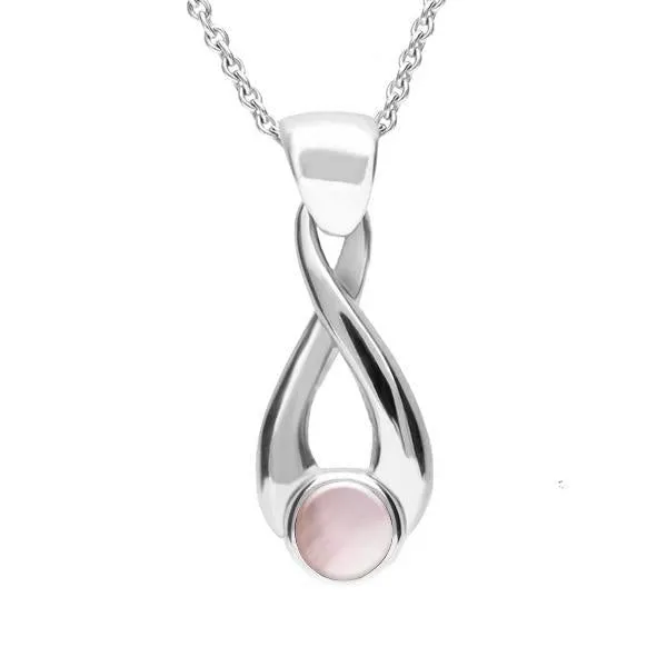 Sterling Silver Pink Mother of Pearl Eternity Loop Necklace sold by Jura Watches