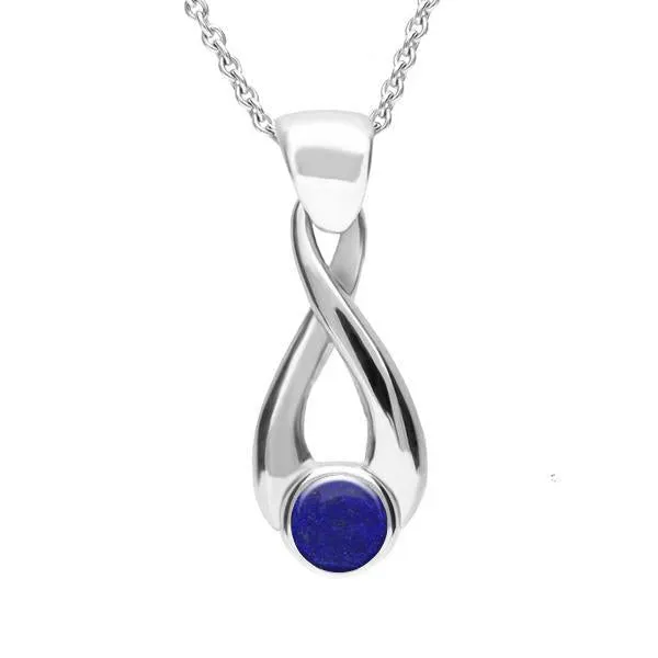 Sterling Silver Lapis Lazuli Eternity Loop Necklace sold by Jura Watches
