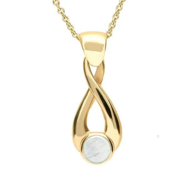 9ct Yellow Gold Mother of Pearl Eternity Loop Necklace sold by Jura Watches