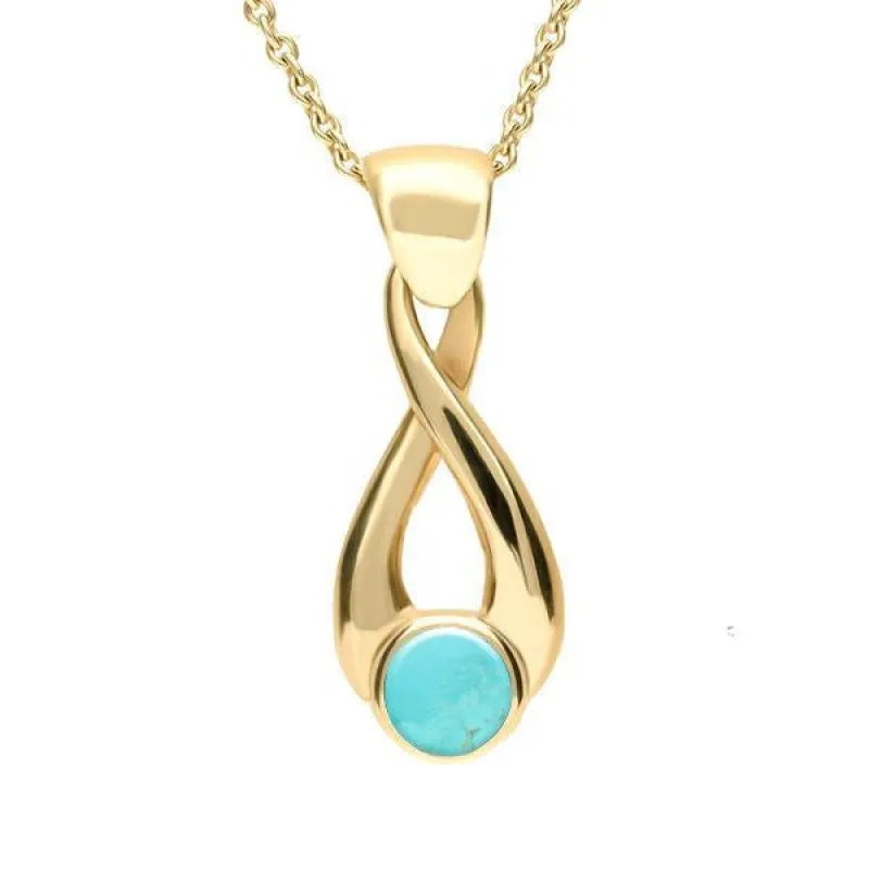 9ct Yellow Gold Turquoise Eternity Loop Necklace sold by Jura Watches
