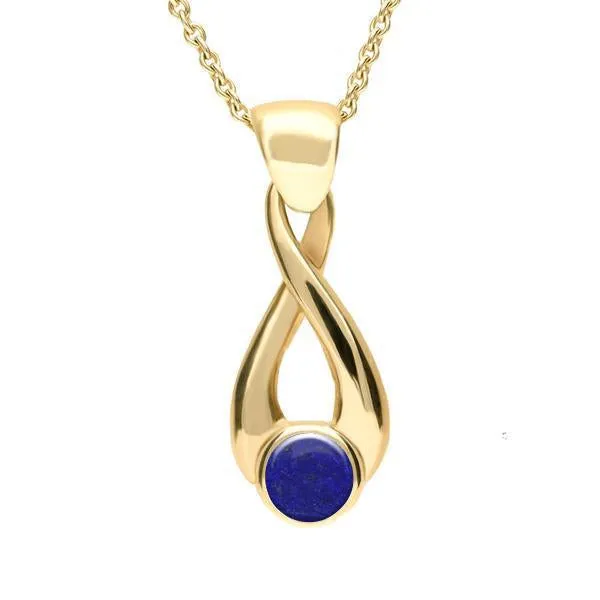 9ct Yellow Gold Lapis Lazuli Eternity Loop Necklace sold by Jura Watches