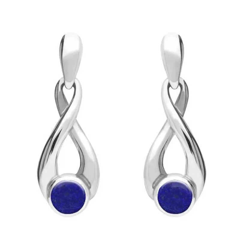 Sterling Silver Lapis Lazuli Eternity Loop Drop Earrings sold by Jura Watches