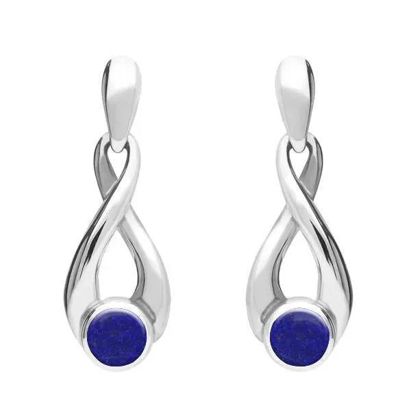 Sterling Silver Lapis Lazuli Eternity Loop Drop Earrings sold by Jura Watches