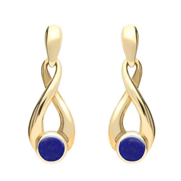 9ct Yellow Gold Lapis Lazuli Eternity Loop Drop Earrings sold by Jura Watches