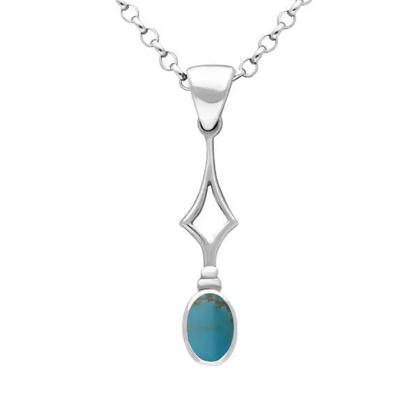 Sterling Silver Turquoise Oval Drop Necklace sold by Jura Watches