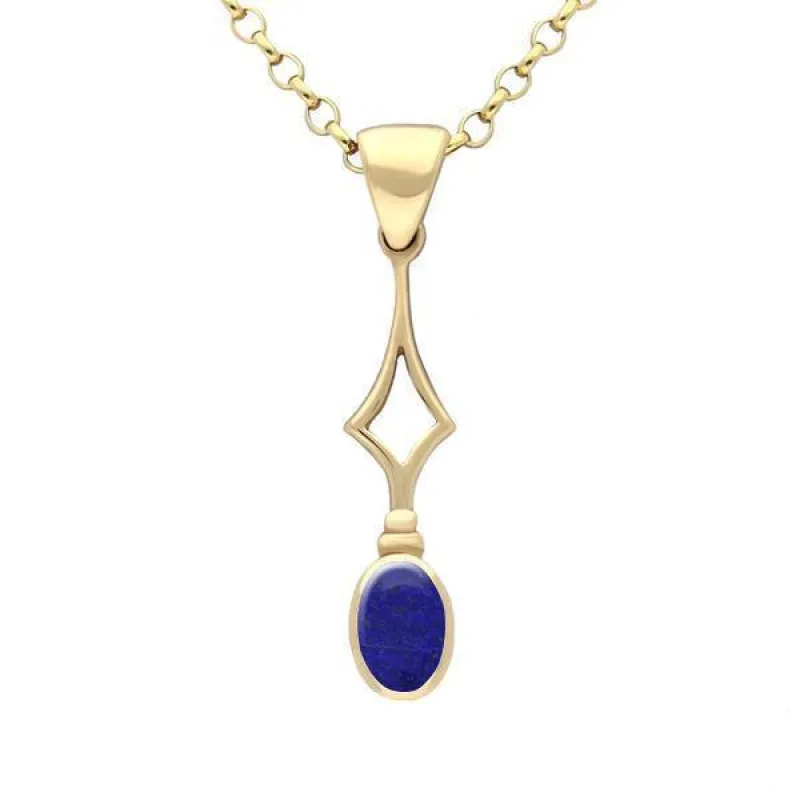 9ct Yellow Gold Lapis Lazuli Oval Drop Necklace sold by Jura Watches