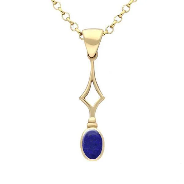 9ct Yellow Gold Lapis Lazuli Oval Drop Necklace sold by Jura Watches