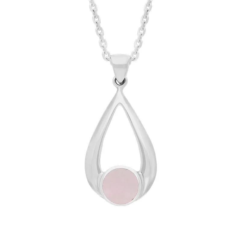 Sterling Silver Pink Mother of Pearl Teardrop Necklace sold by Jura Watches