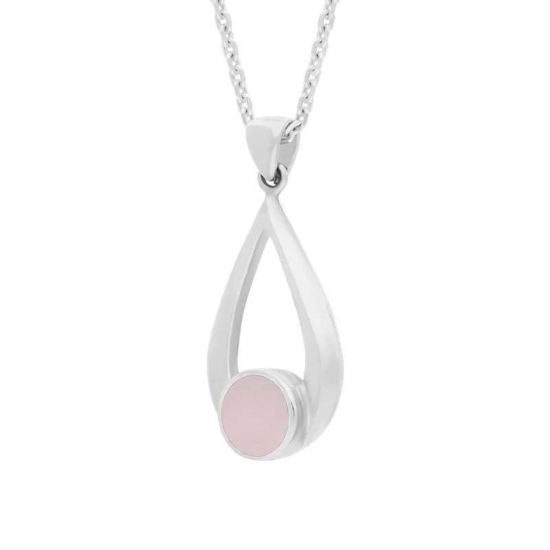 Sterling Silver Pink Mother of Pearl Teardrop Necklace sold by Jura Watches product image thumbnail 2