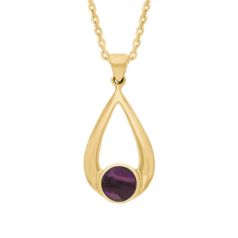 9ct Yellow Gold Blue John Teardrop Necklace sold by Jura Watches