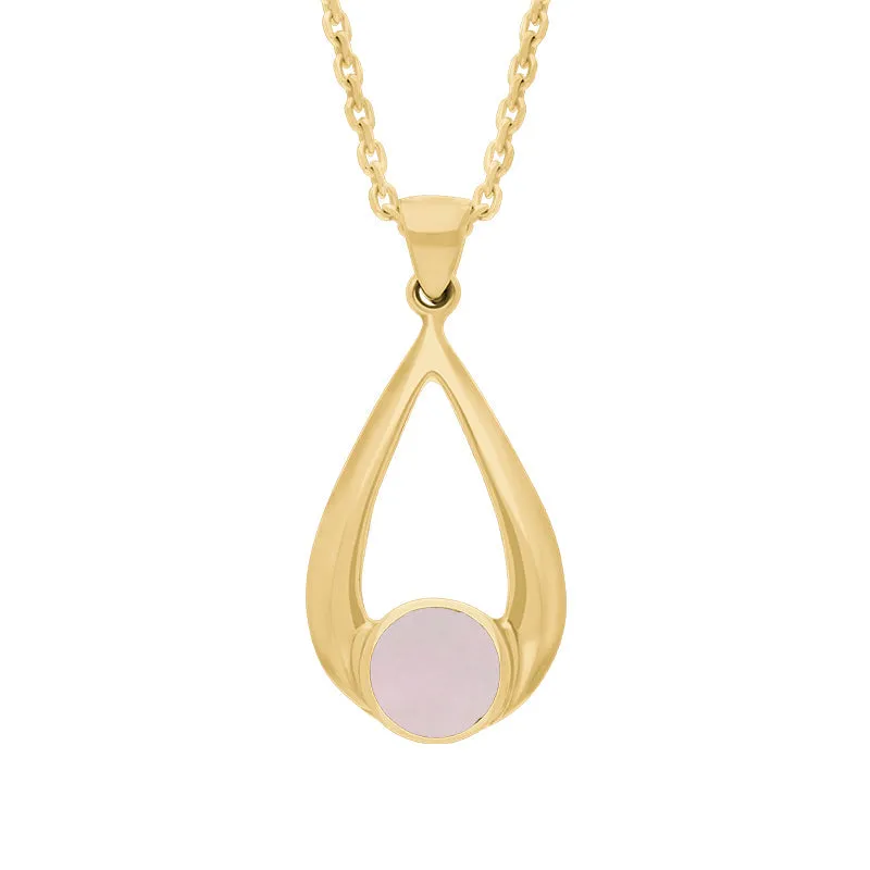 9ct Yellow Gold Pink Mother of Pearl Teardrop Necklace sold by Jura Watches