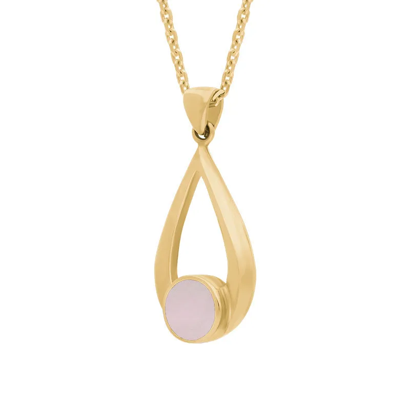 9ct Yellow Gold Pink Mother of Pearl Teardrop Necklace sold by Jura Watches product image thumbnail 2