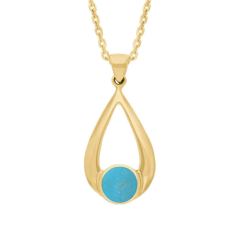 9ct Yellow Gold Turquoise Teardrop Necklace sold by Jura Watches
