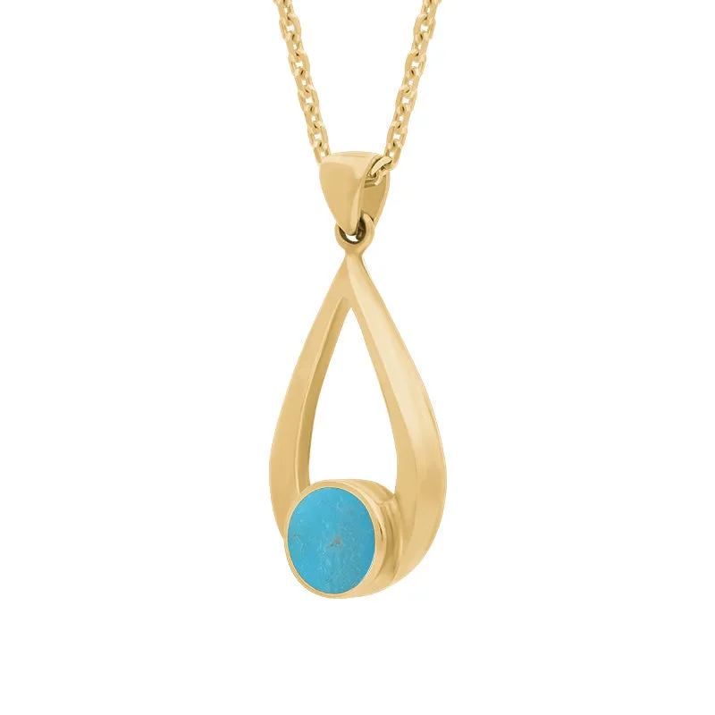 9ct Yellow Gold Turquoise Teardrop Necklace sold by Jura Watches product image thumbnail 2