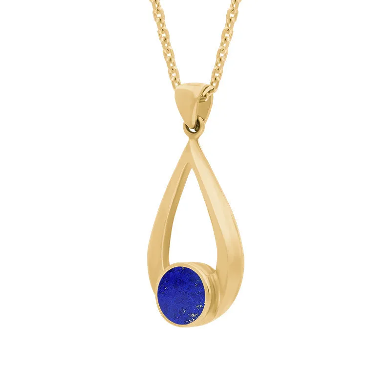9ct Yellow Gold Lapis Lazuli Teardrop Necklace sold by Jura Watches product image thumbnail 2