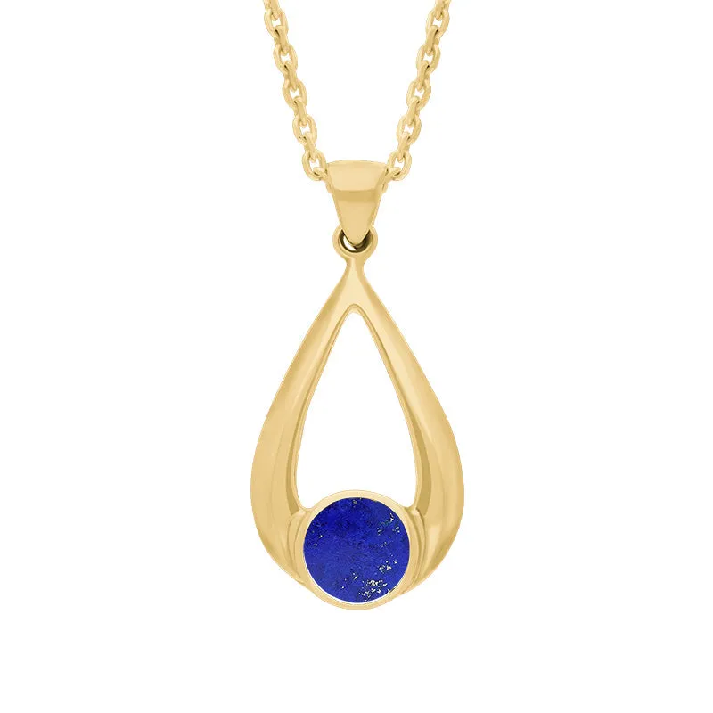 9ct Yellow Gold Lapis Lazuli Teardrop Necklace sold by Jura Watches