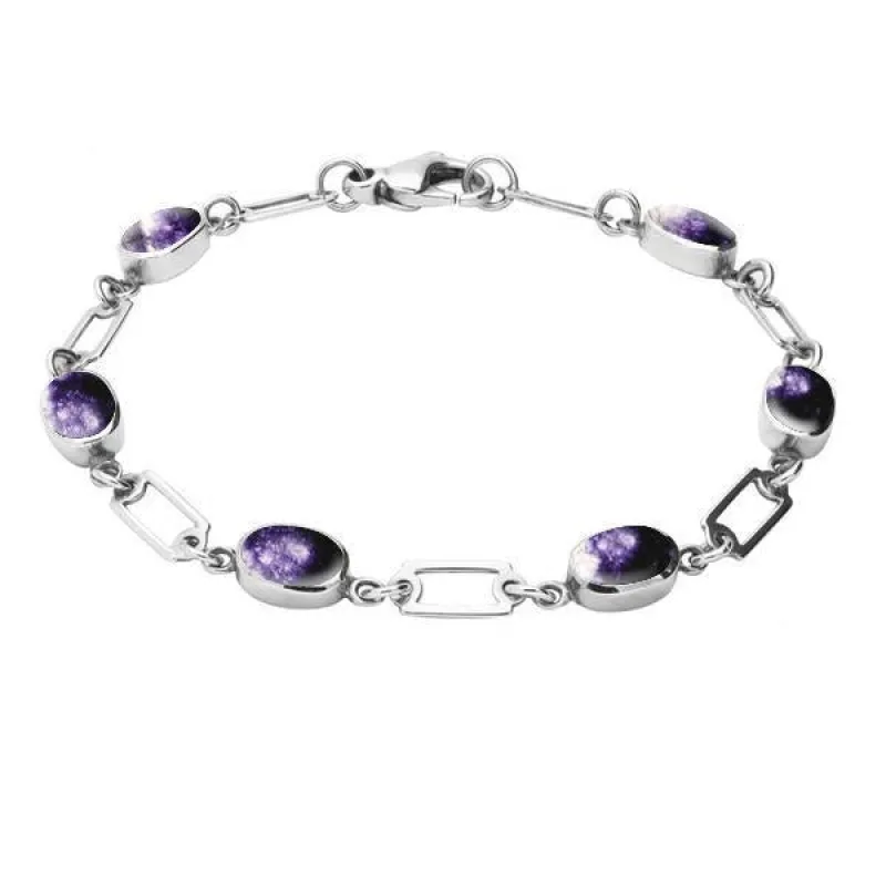 Sterling Silver Blue John Oval Linked Bracelet sold by Jura Watches