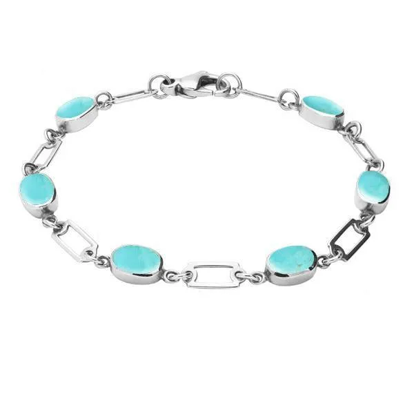 Sterling Silver Turquoise Oval Linked Bracelet sold by Jura Watches