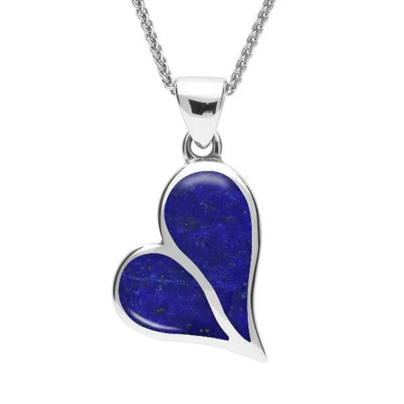 Sterling Silver Lapis Lazuli Split Heart Necklace sold by Jura Watches