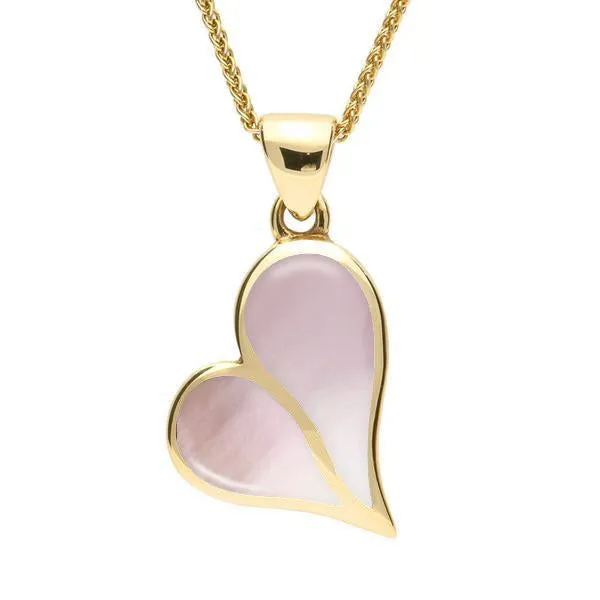 9ct Yellow Gold Pink Mother of Pearl Heart Necklace sold by Jura Watches