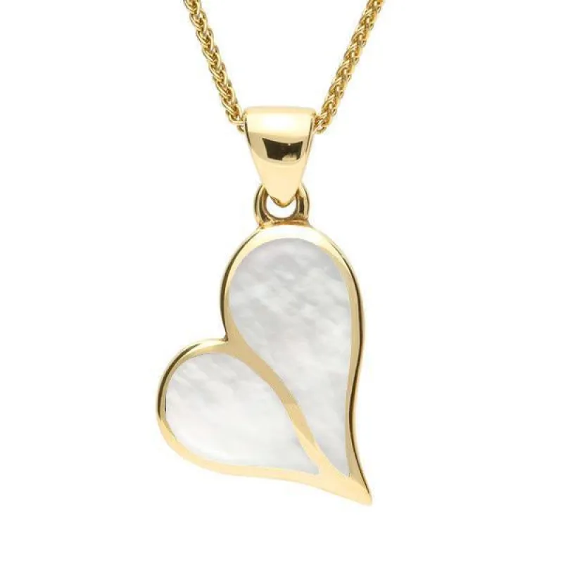 9ct Yellow Gold Mother of Pearl Heart Necklace sold by Jura Watches