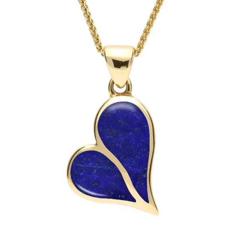 9ct Yellow Gold Lapis Lazuli Split Heart Necklace sold by Jura Watches