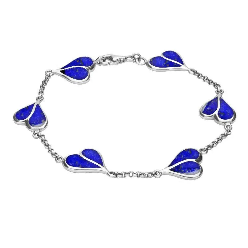 Sterling Silver Lapis Lazuli Split Heart Bracelet sold by Jura Watches