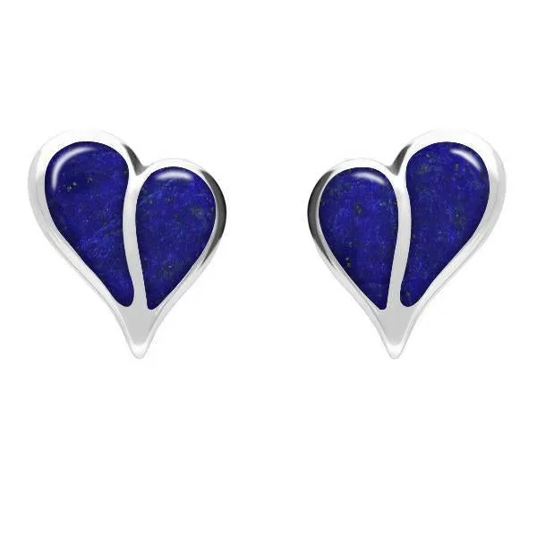 Sterling Silver Lapis Lazuli Split Heart Stud Earrings sold by Jura Watches