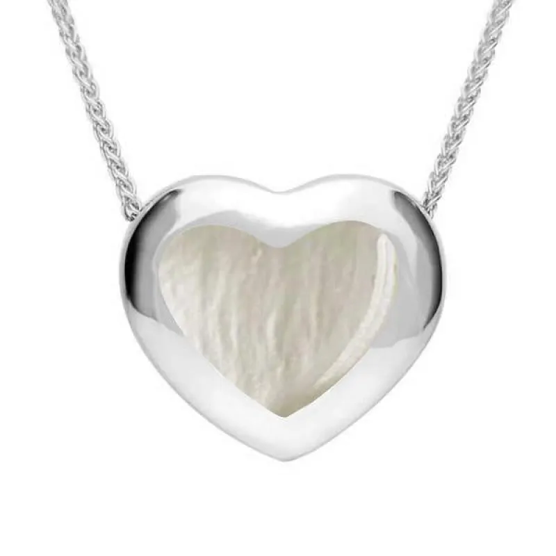 Sterling Silver Mother Of Pearl Framed Heart Necklace sold by Jura Watches