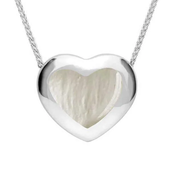 Sterling Silver Mother Of Pearl Framed Heart Necklace sold by Jura Watches