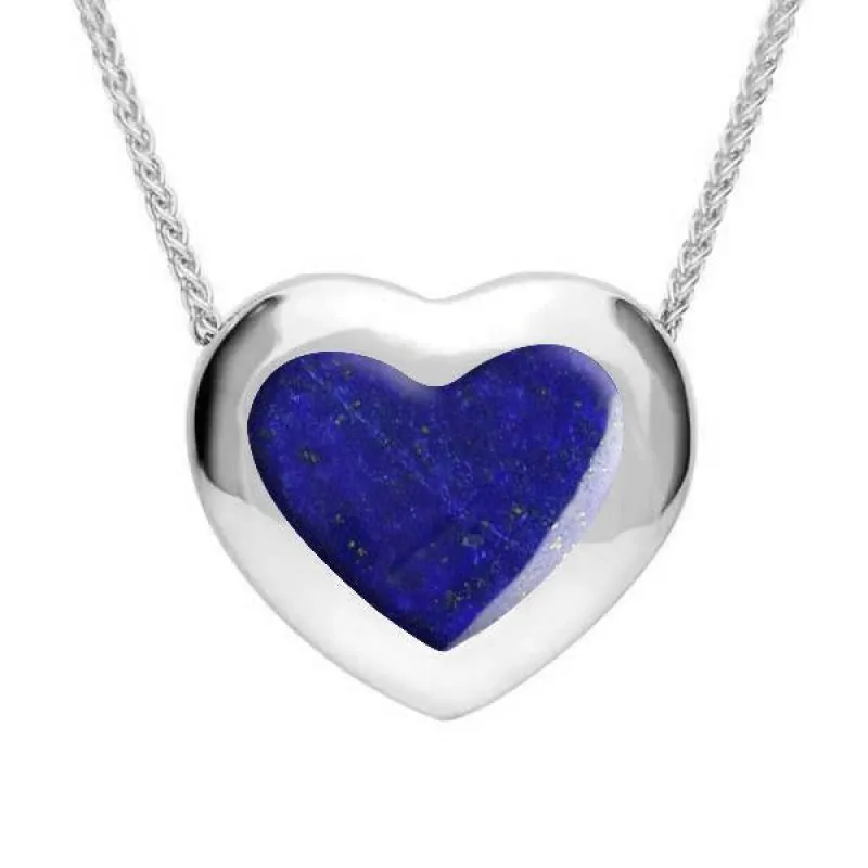 Sterling Silver Lapis Lazuli Framed Heart Necklace sold by Jura Watches