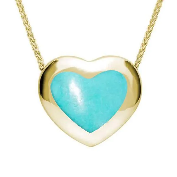 9ct Yellow Gold Turquoise Framed Heart Necklace sold by Jura Watches