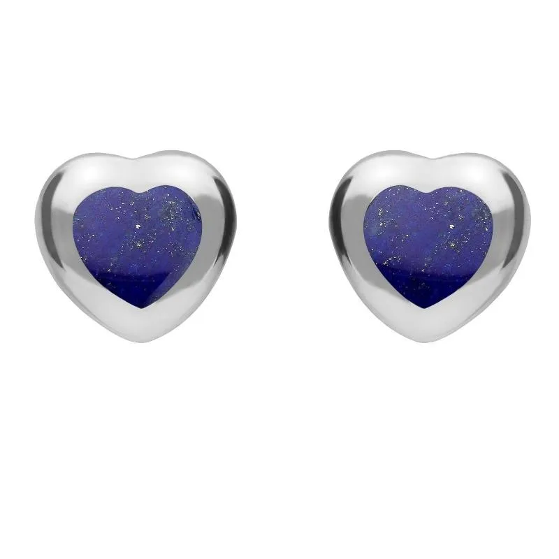 Sterling Silver Lapis Lazuli Framed Heart Stud Earrings sold by Jura Watches
