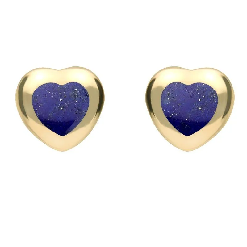 9ct Yellow Gold Lapis Lazuli Framed Heart Stud Earrings sold by Jura Watches