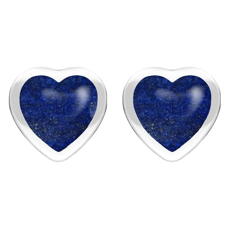Sterling Silver Lapis Lazuli Large Framed Heart Stud Earrings sold by Jura Watches