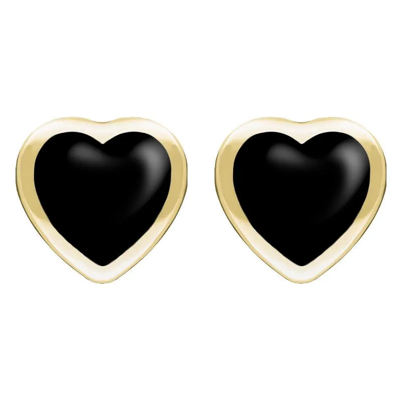 9ct Yellow Gold Whitby Jet Large Framed Heart Stud Earrings sold by Jura Watches