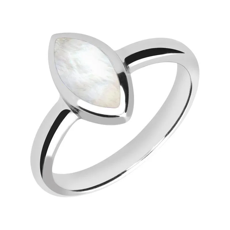 Sterling Silver Mother of Pearl Marquise Ring sold by Jura Watches