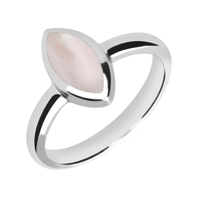 Sterling Silver Pink Mother of Pearl Marquise Ring sold by Jura Watches