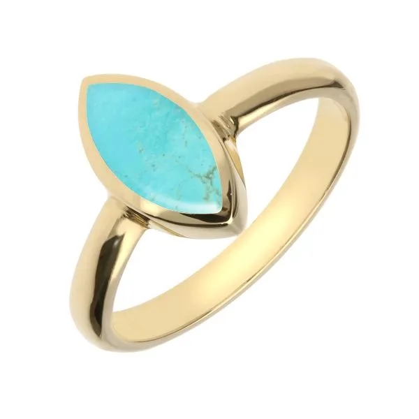 9ct Yellow Gold Turquoise Marquise Ring sold by Jura Watches