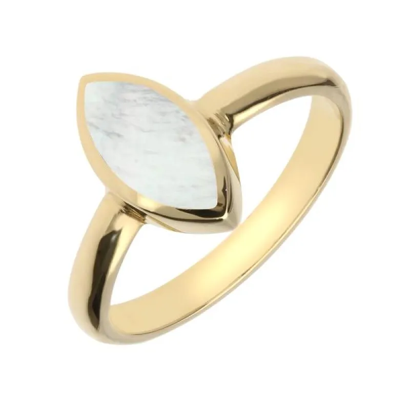 9ct Yellow Gold Mother of Pearl Marquise Ring sold by Jura Watches