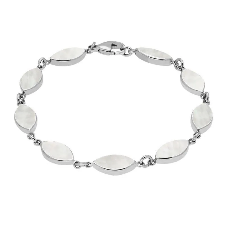 Sterling Silver Mother of Pearl Marquise Bracelet sold by Jura Watches