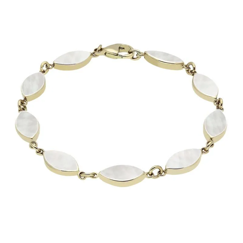 9ct Yellow Gold Mother of Pearl Marquise Bracelet sold by Jura Watches
